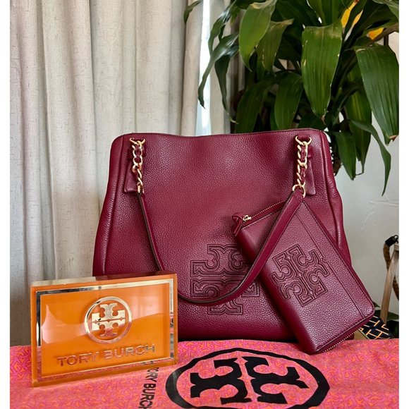 Tory Burch Handbags - ♦️AUTHENTIC TORY BURCH MAROON HARPER WALLET AND HANDBAG SET
